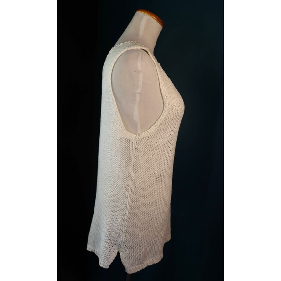 VIntage J Jill Tank Top Crochet Sweater Sheer Knit Cottagecore Beachy White L - Picture 6 of 9